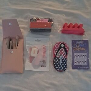 Nail Care Kit with Pink and Black Accessories  With Pink Makeup Pack With Brushs